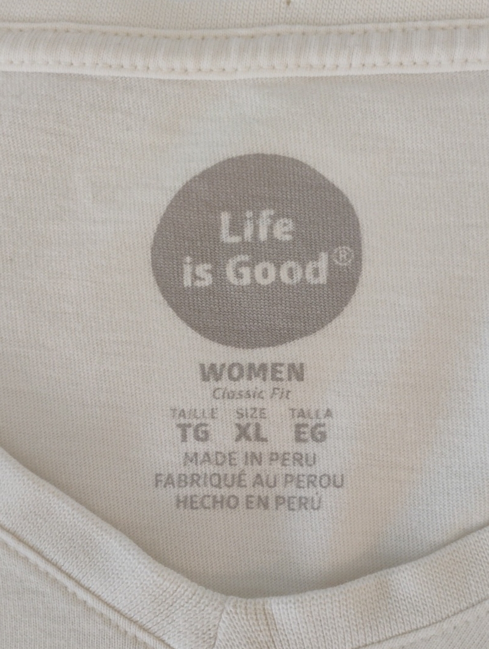 Life is Good "Half Full" Wine Graphic Long Sleeve Tee Cream Like New - XL - Picture 4 of 10